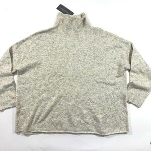 New French Connection Flossy Mock Neck Jumper Sweater Oatmeal